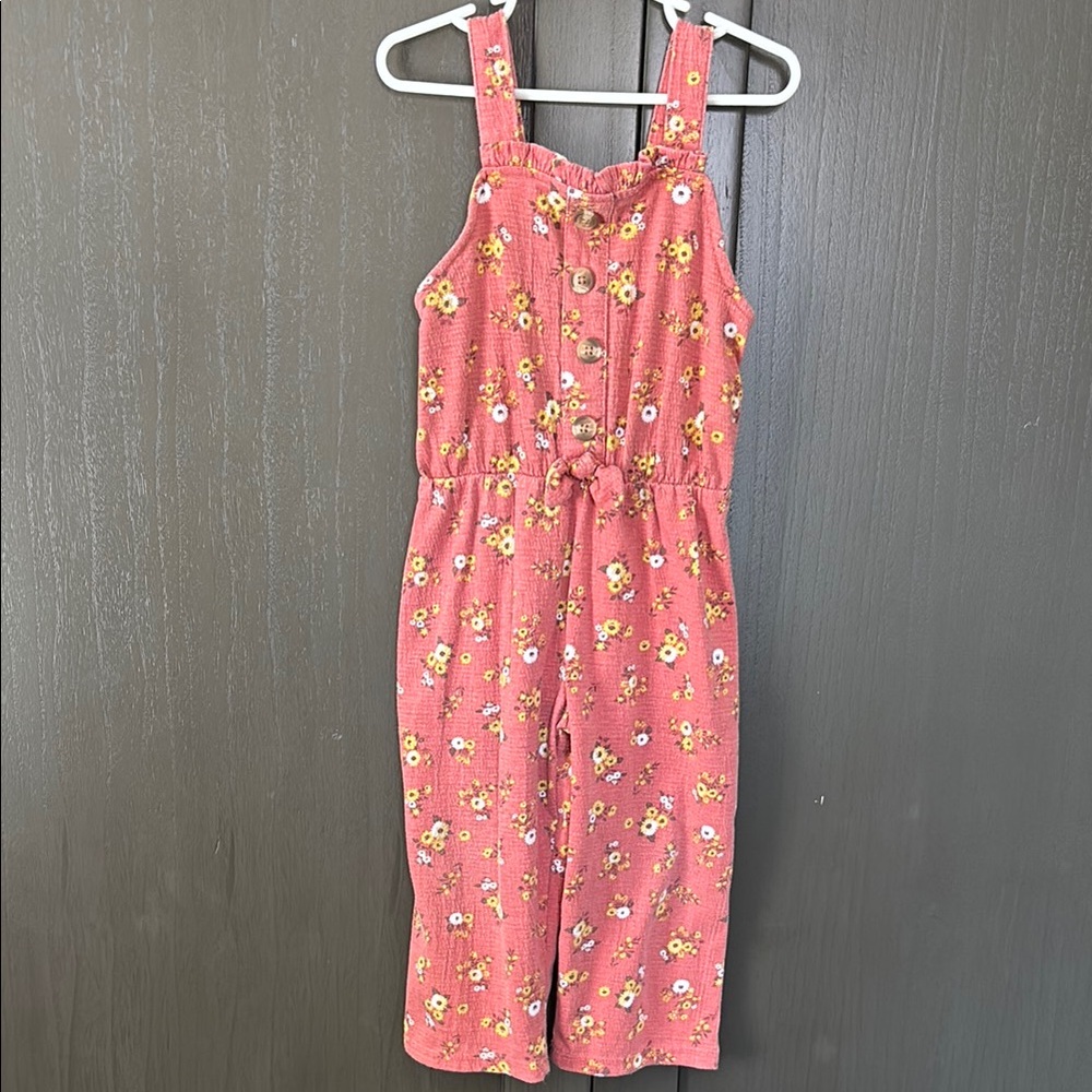 Little Lass Pink and Yellow Floral Jumpsuit